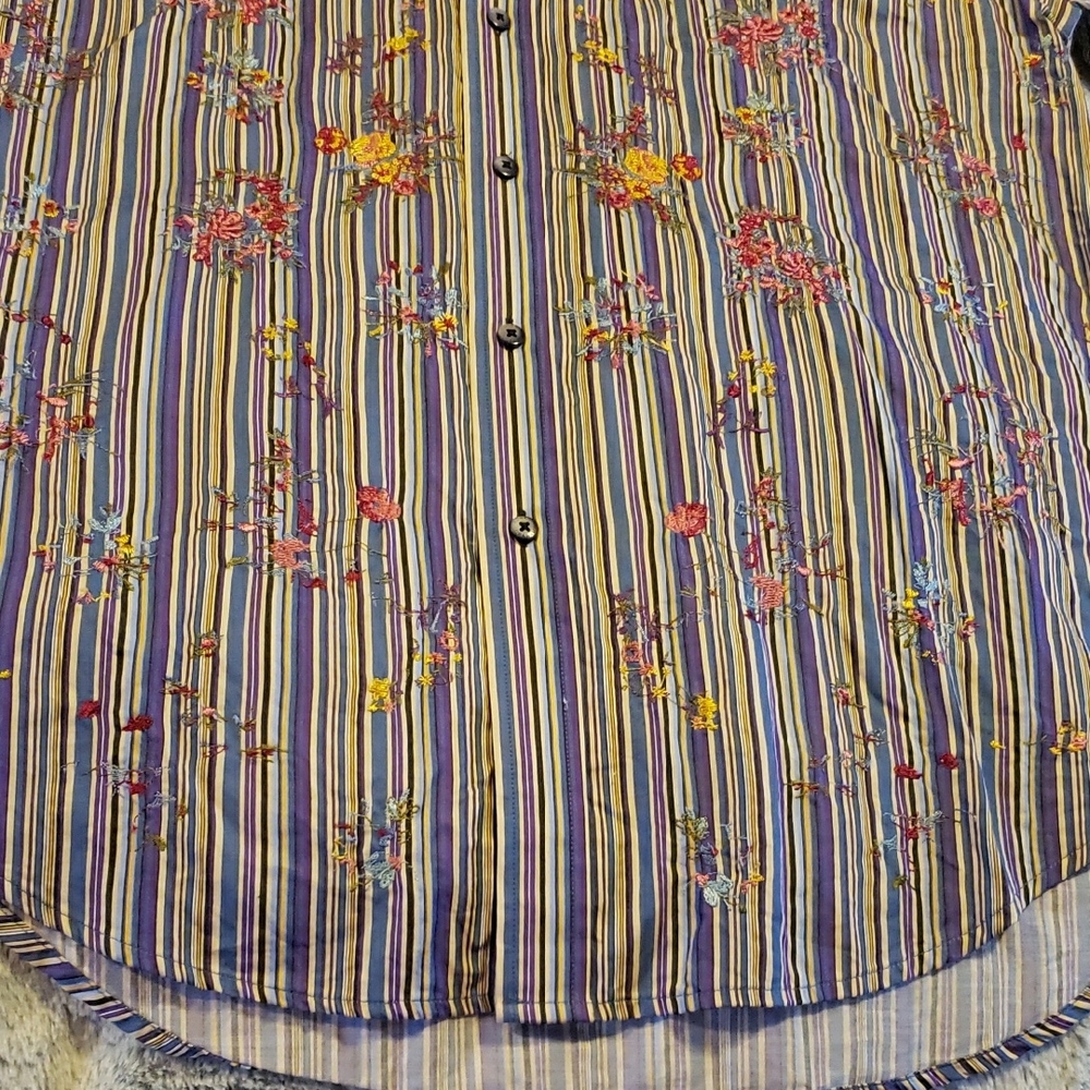 Robert Graham Blue and Purple Striped Dress Shirt - Picture 3 of 8